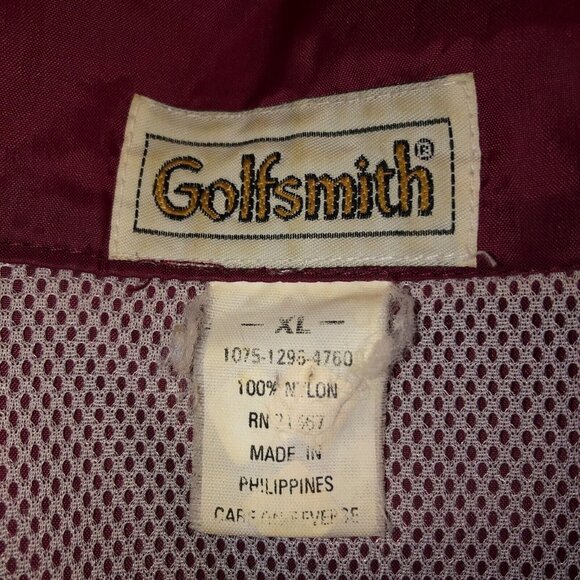 VTG Golfsmith Size XL Maroon Black Full Zip Lightweight Windbreaker Golf Jacket - Picture 9 of 10